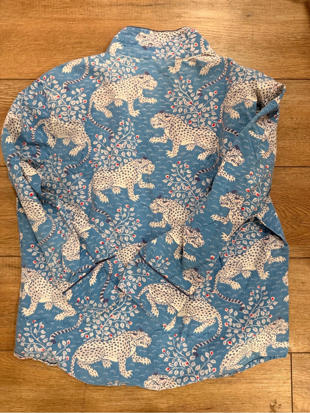 Printfresh Blue Leopard Bagheera-Print Cotton Pajama Top 0494 - Picture 3 of 6